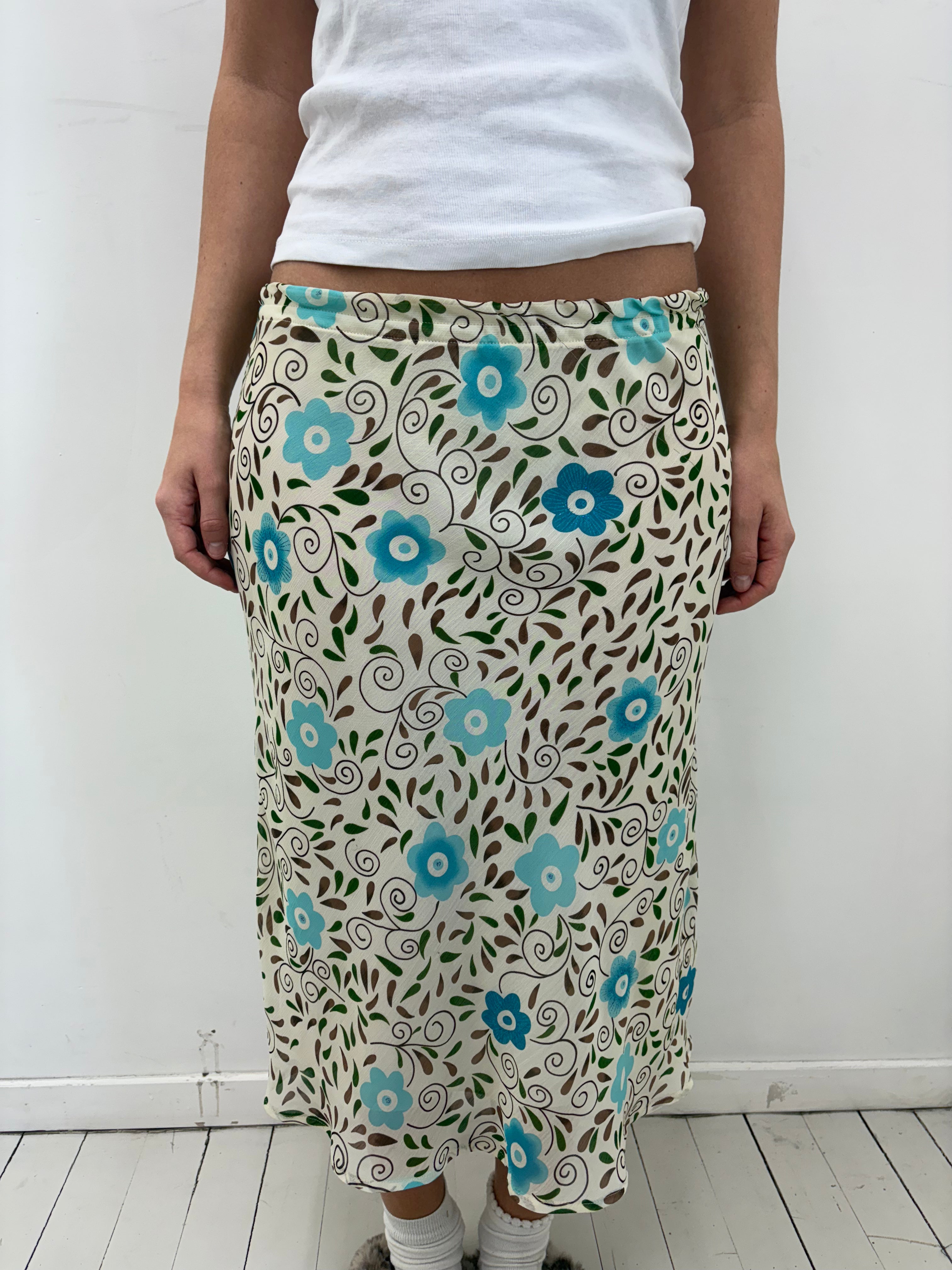 Y2K Floral Midi Skirt