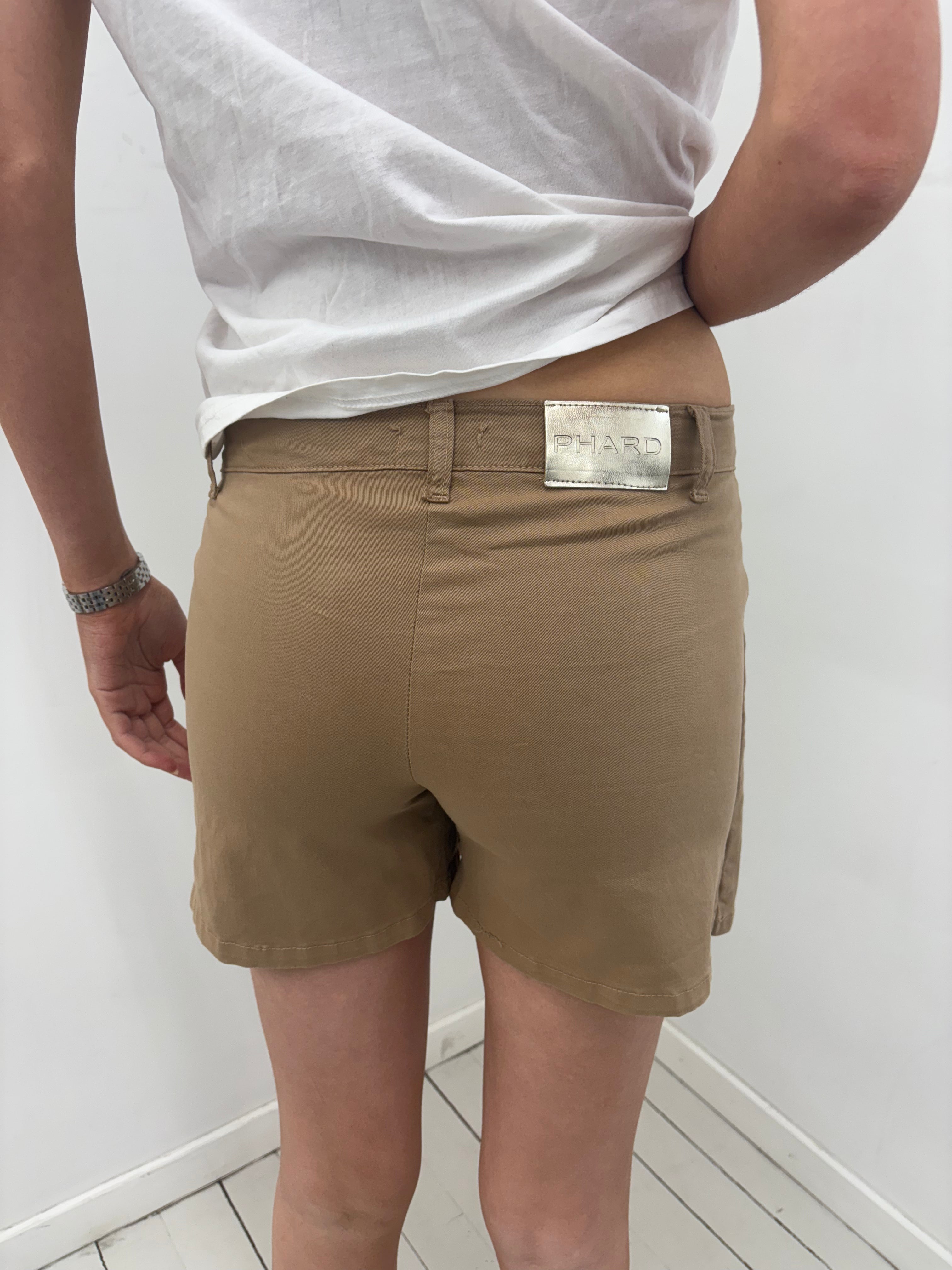 Beige Cargo Skort with Asymmetric Y2K Waist