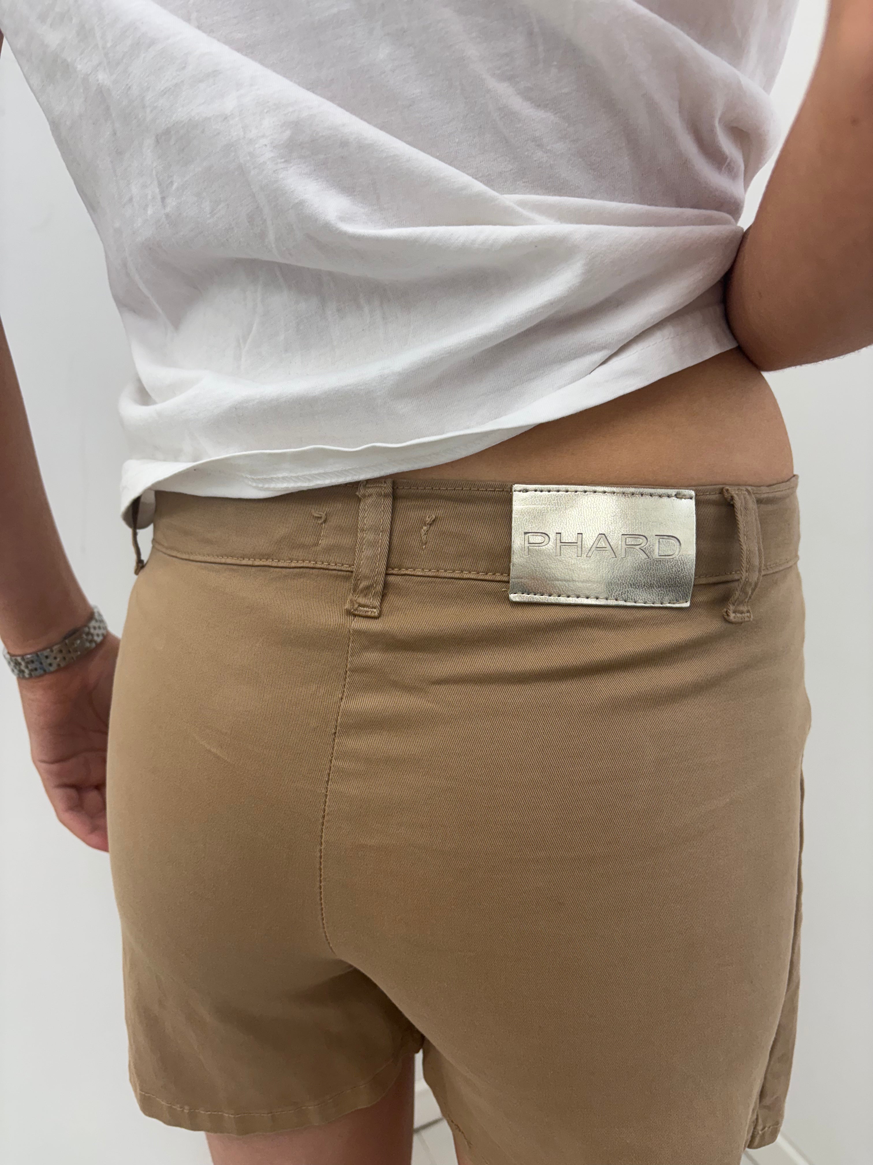Beige Cargo Skort with Asymmetric Y2K Waist