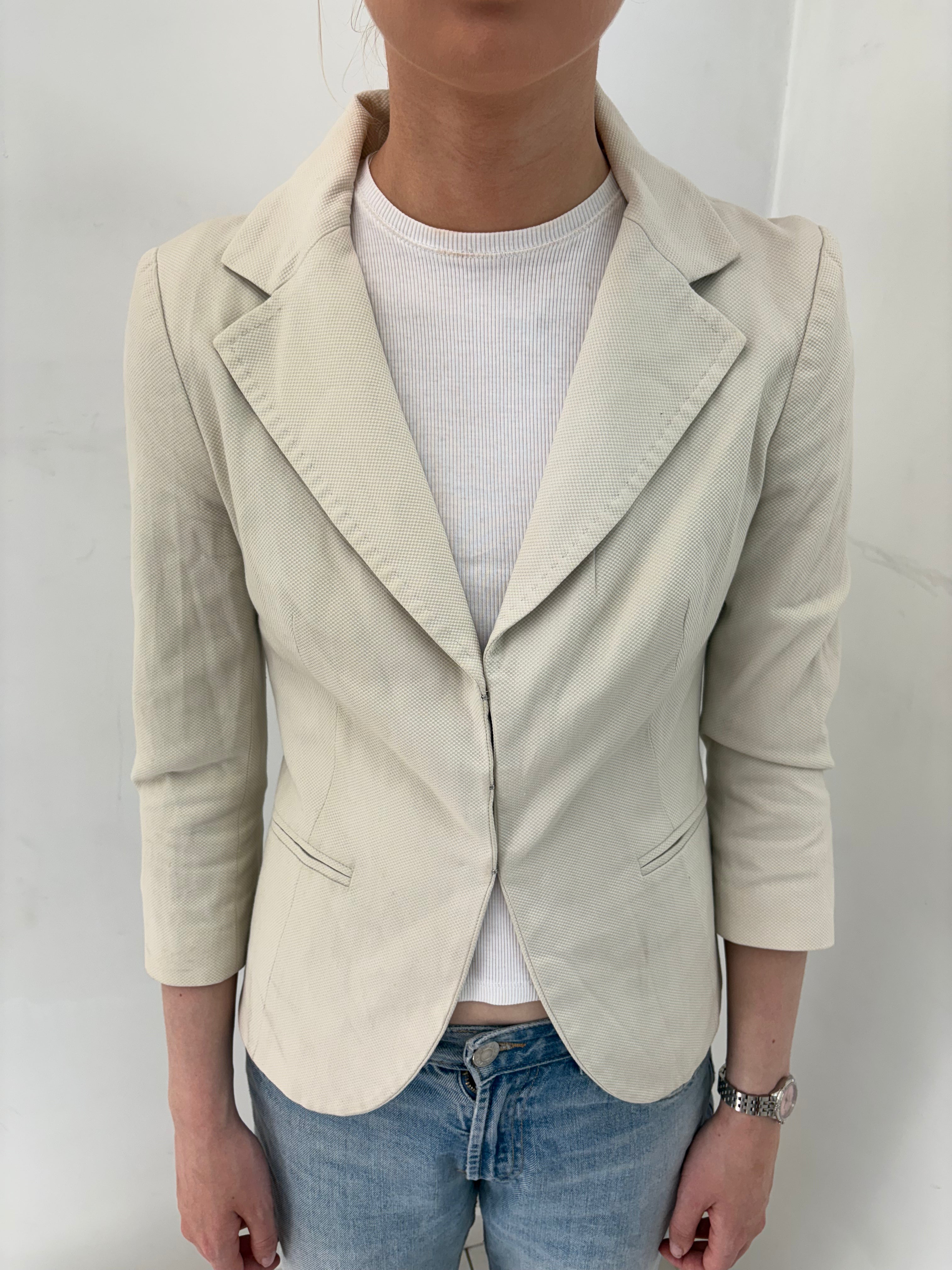 Cream Textured Blazer