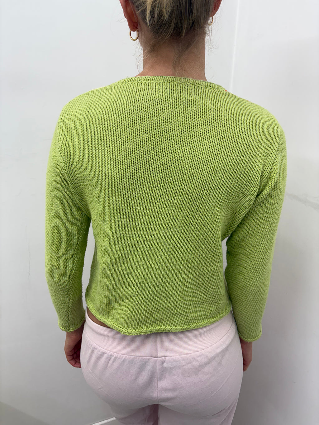 Lime Green Colourblock Patchwork Knit Sweater