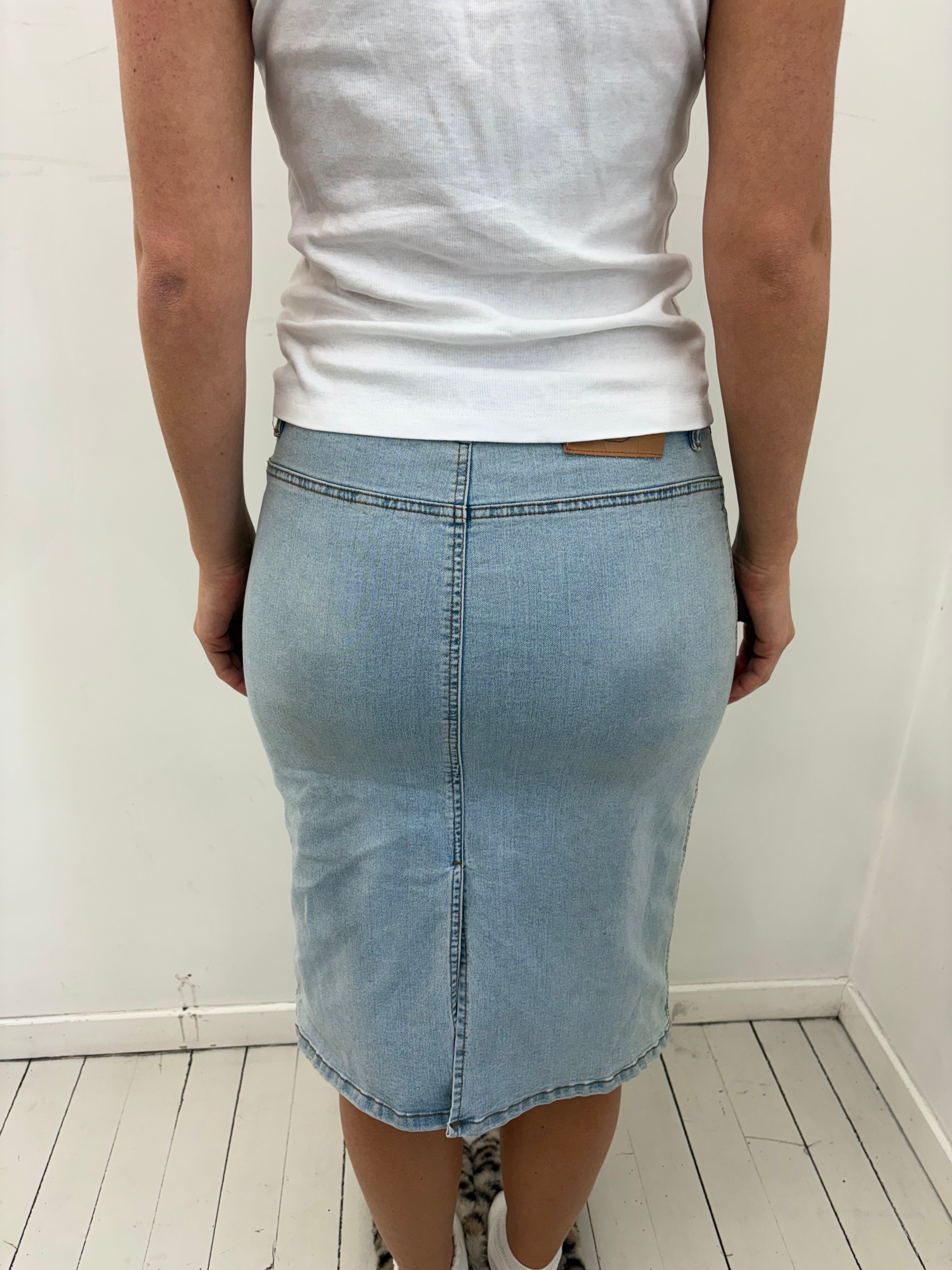 Light Wash Embroidered Denim Y2K Skirt
