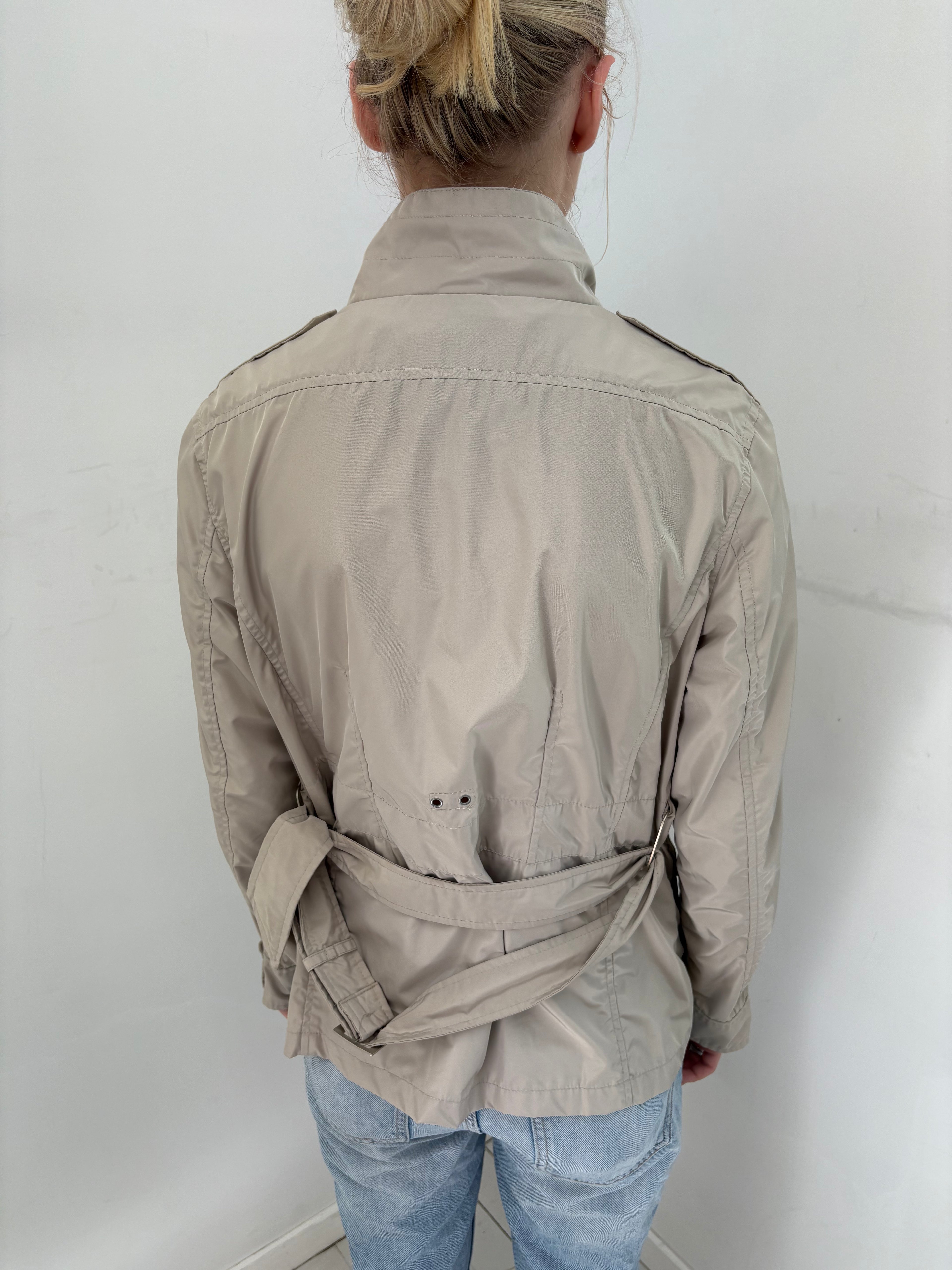 Beige Belted Utility Jacket
