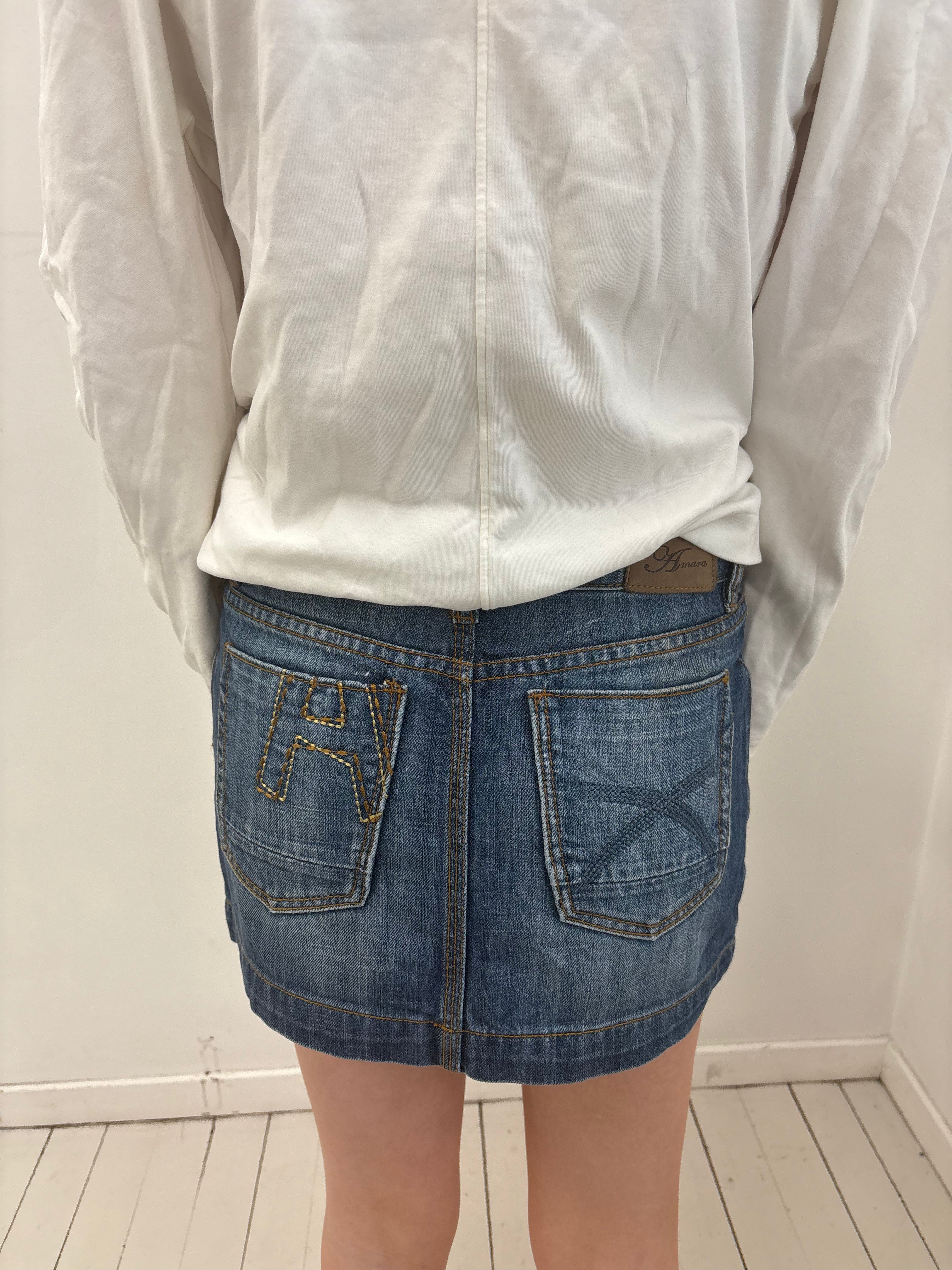 Y2K Dark Wash Low Rise Denim Mini Skirt