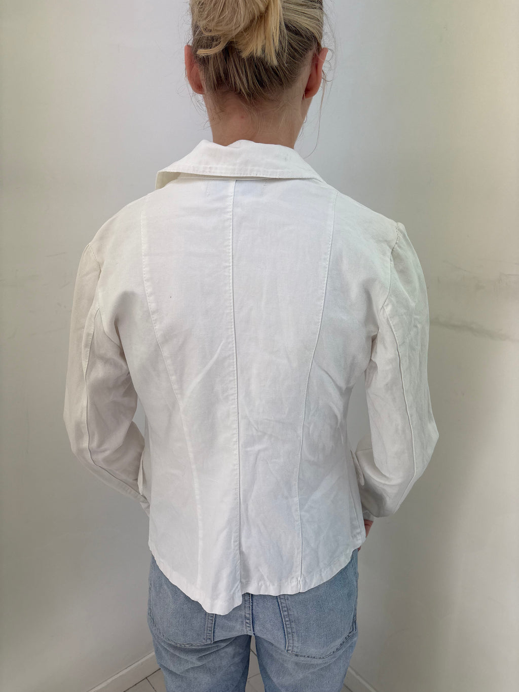 White Fitted Two-Button Blazer