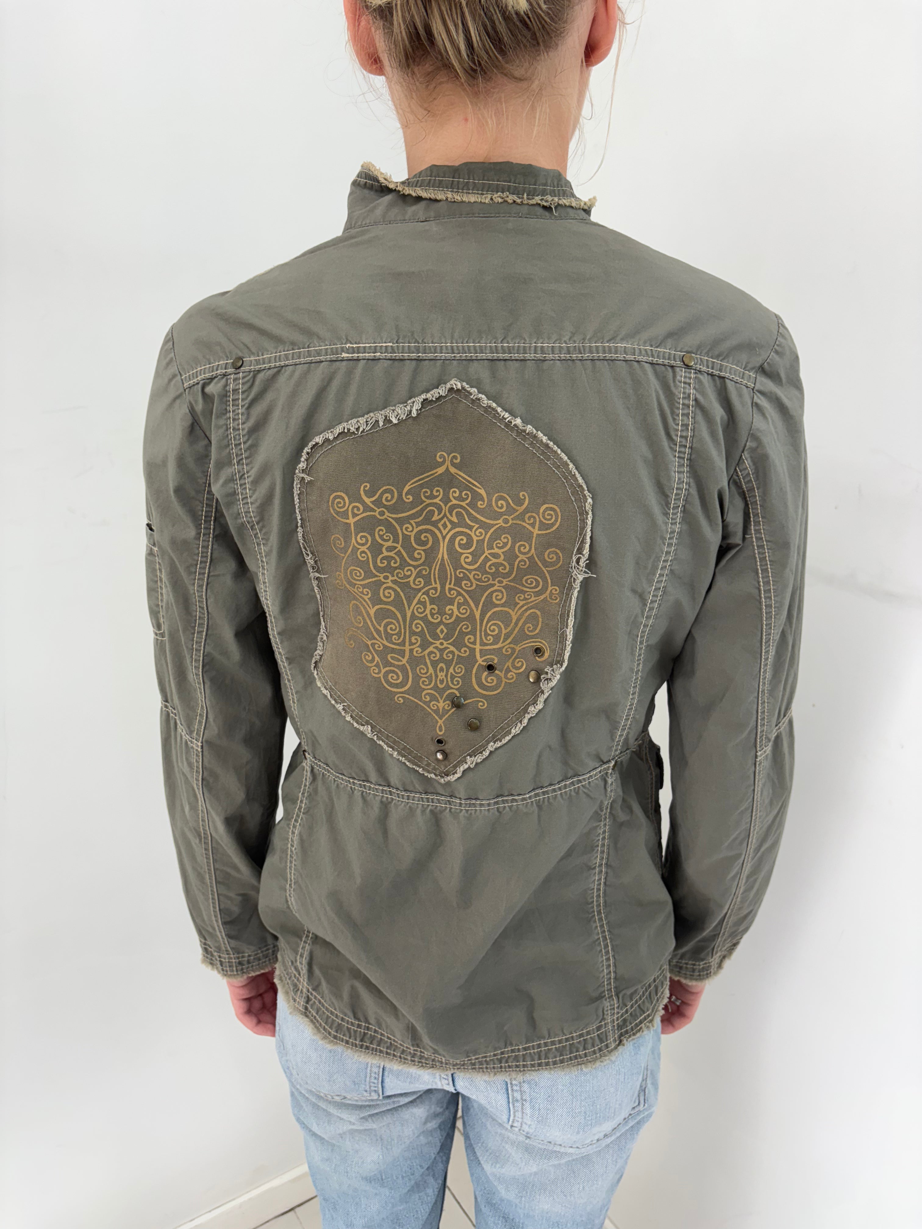 Olive Utility Jacket with Embroidered Back Patch