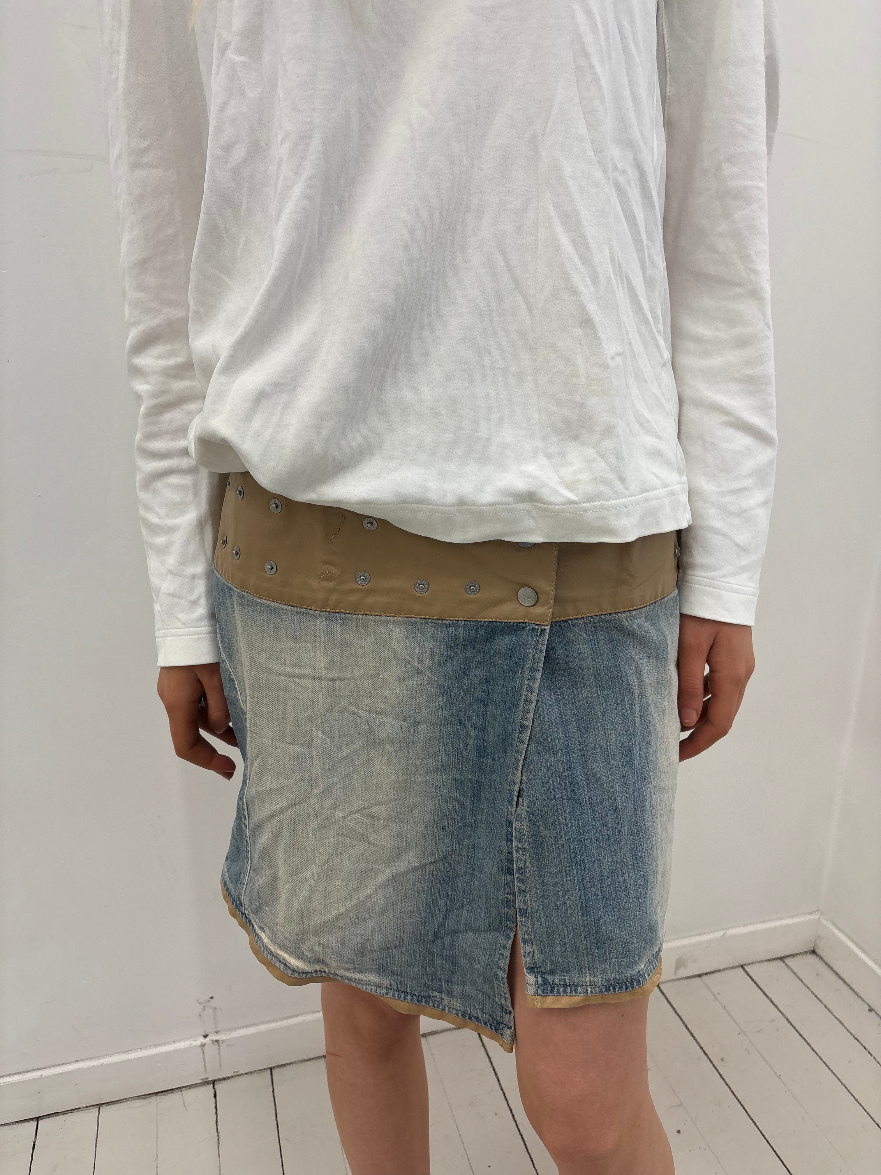 Y2K Denim Wrap Mini Skirt with Studded Waist