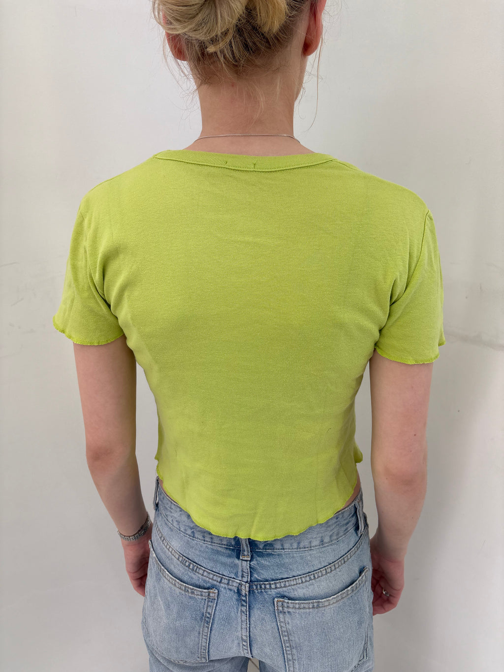 Lime Green Cropped Scoop Neck Tee