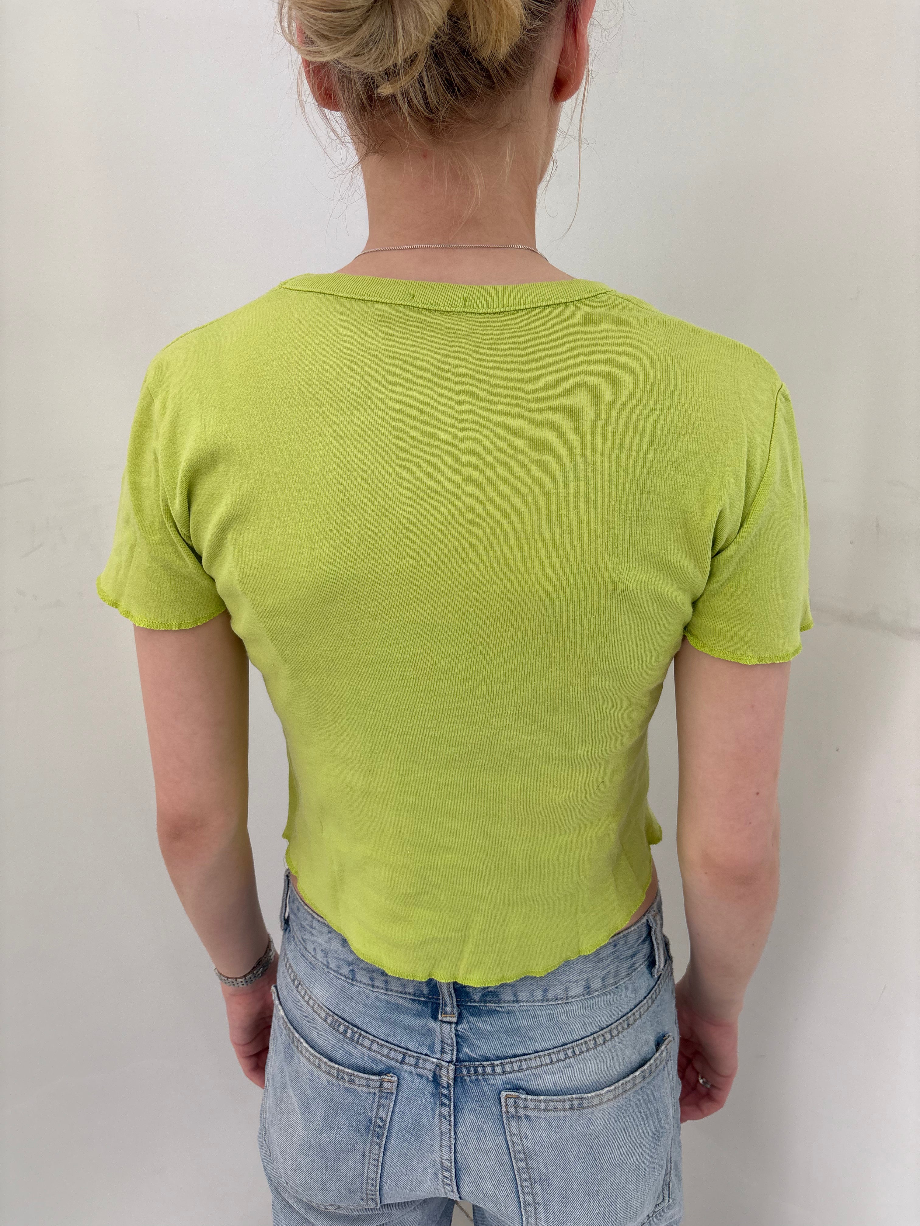 Lime Green Cropped Scoop Neck Tee