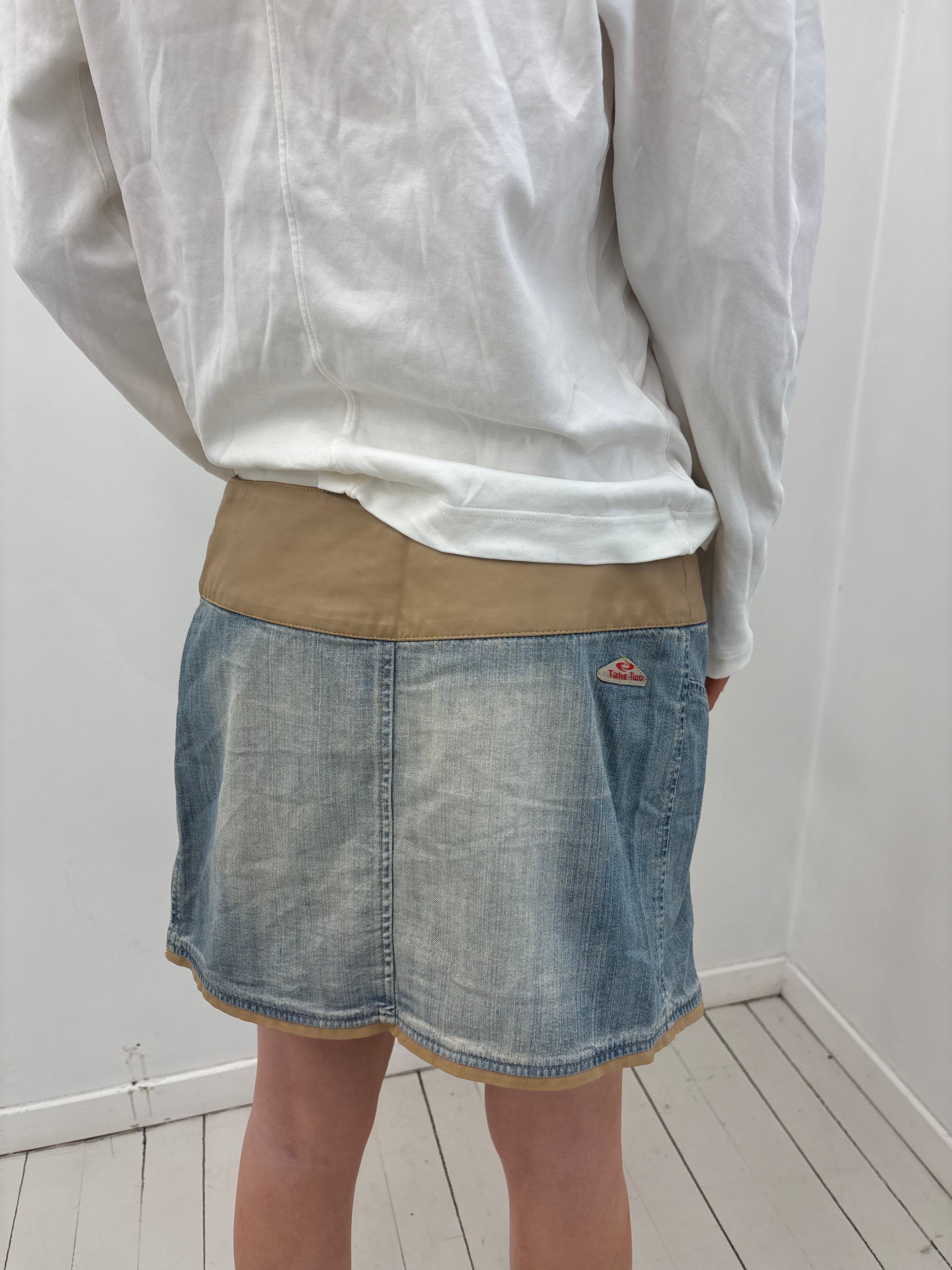 Y2K Denim Wrap Mini Skirt with Studded Waist