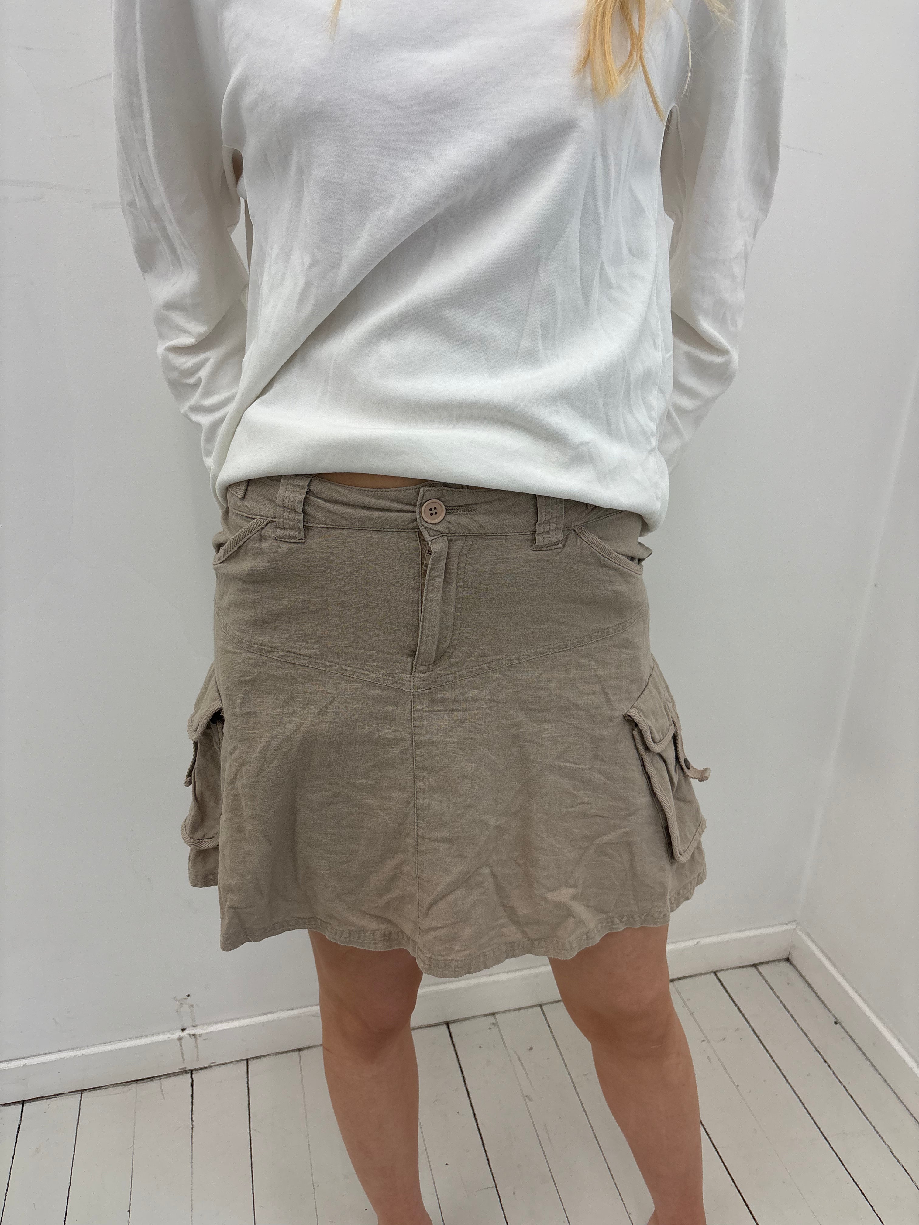 Y2K Beige Cargo Mini Skirt