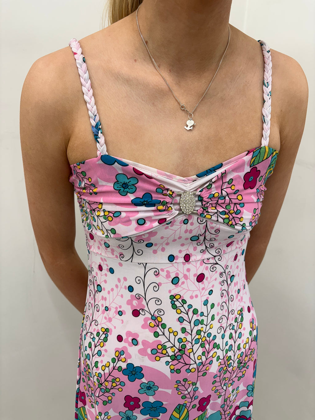 Pink Floral Y2K Spaghetti Strap Mini Dress
