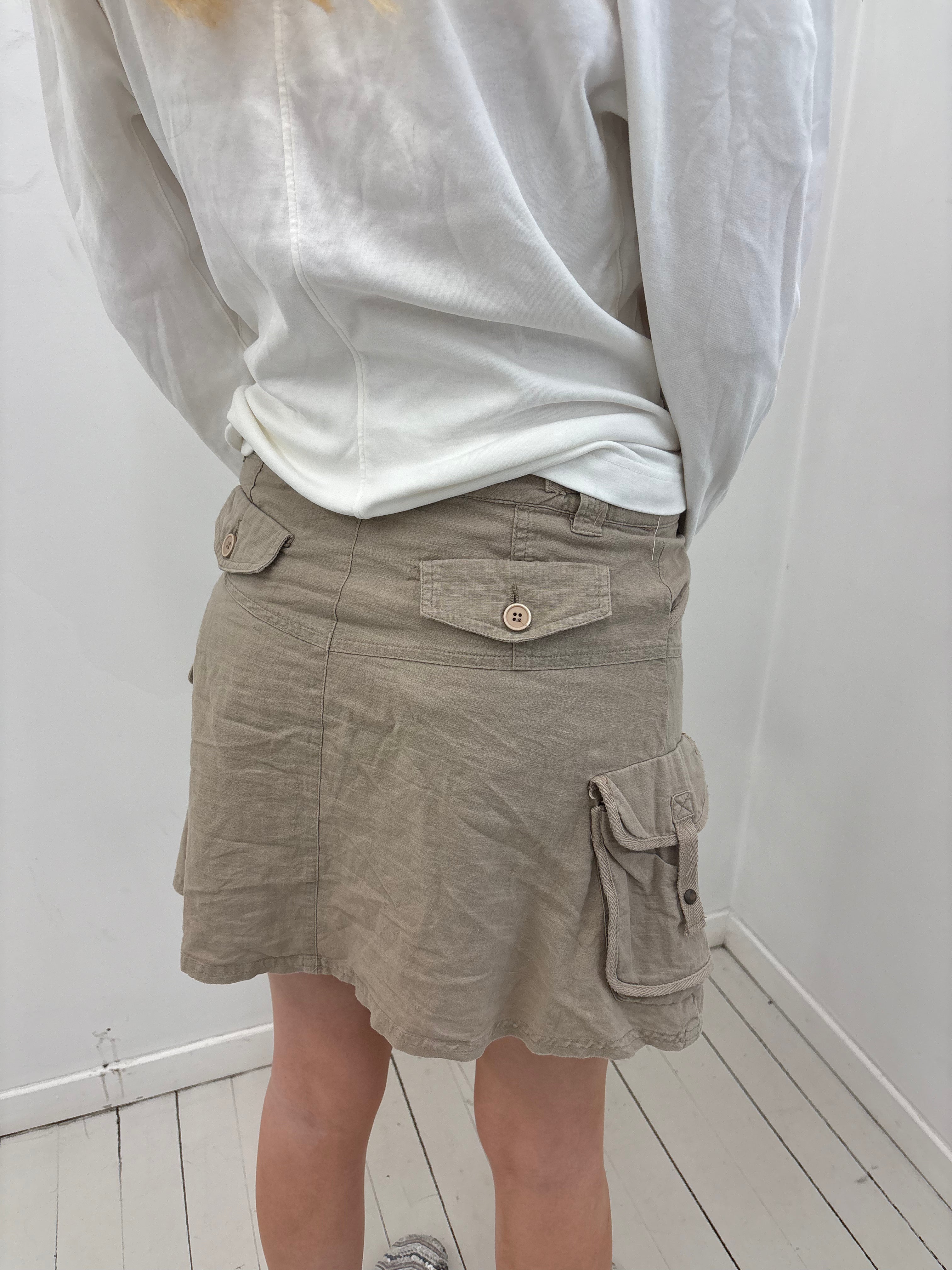 Y2K Beige Cargo Mini Skirt