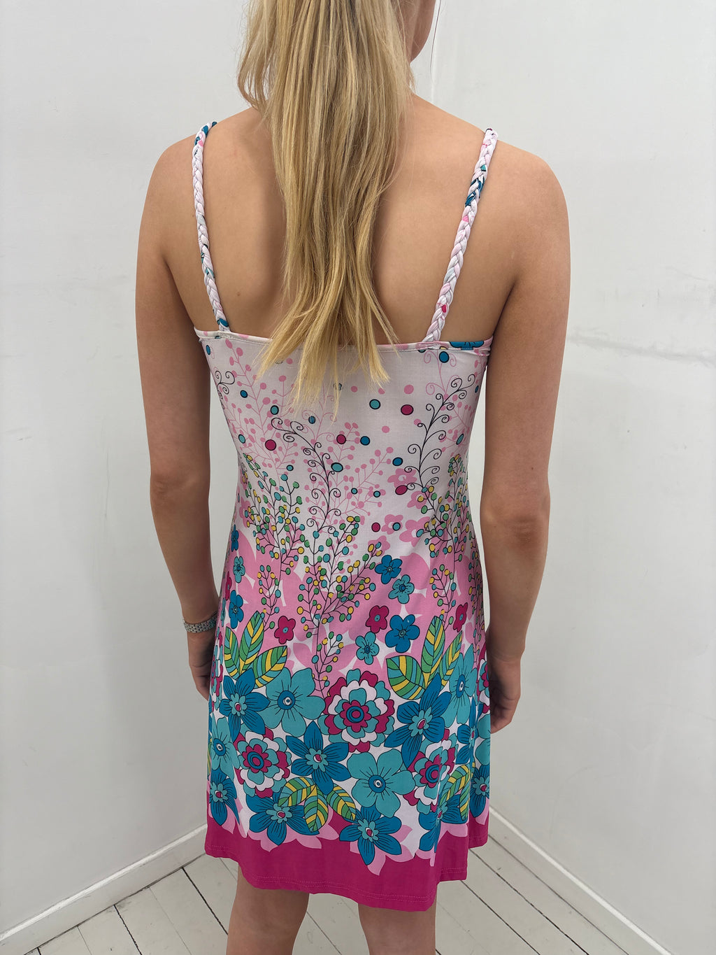 Pink Floral Y2K Spaghetti Strap Mini Dress