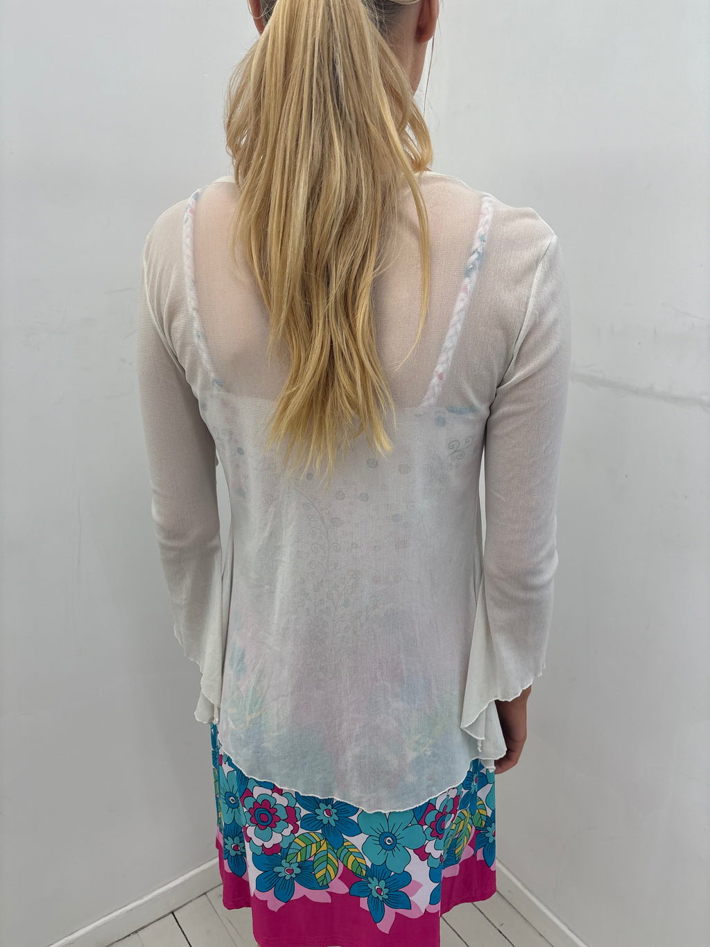 Sheer White Tie Front Y2K Cardigan