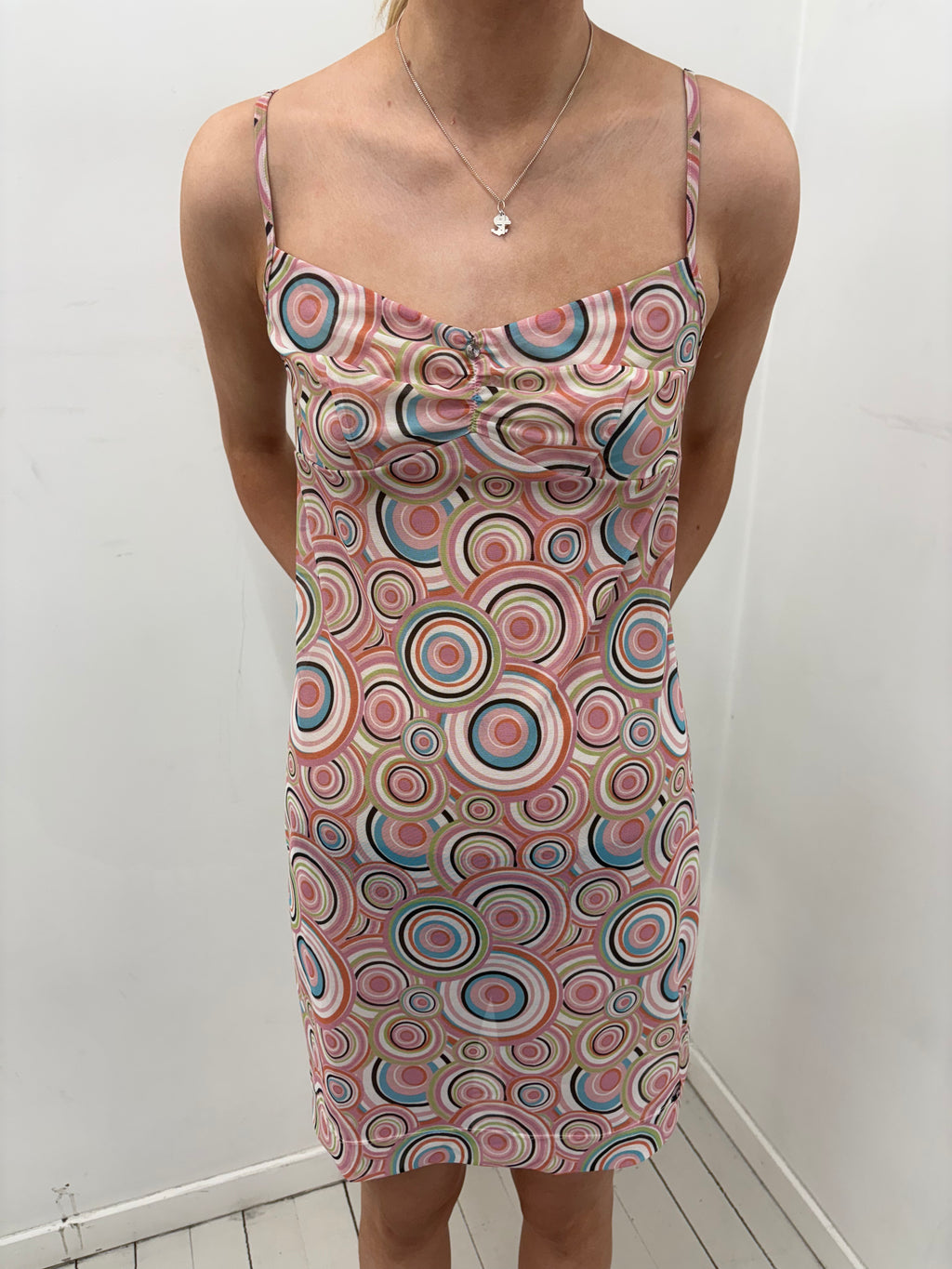 Retro Circle Print Y2K Spaghetti Strap Dress