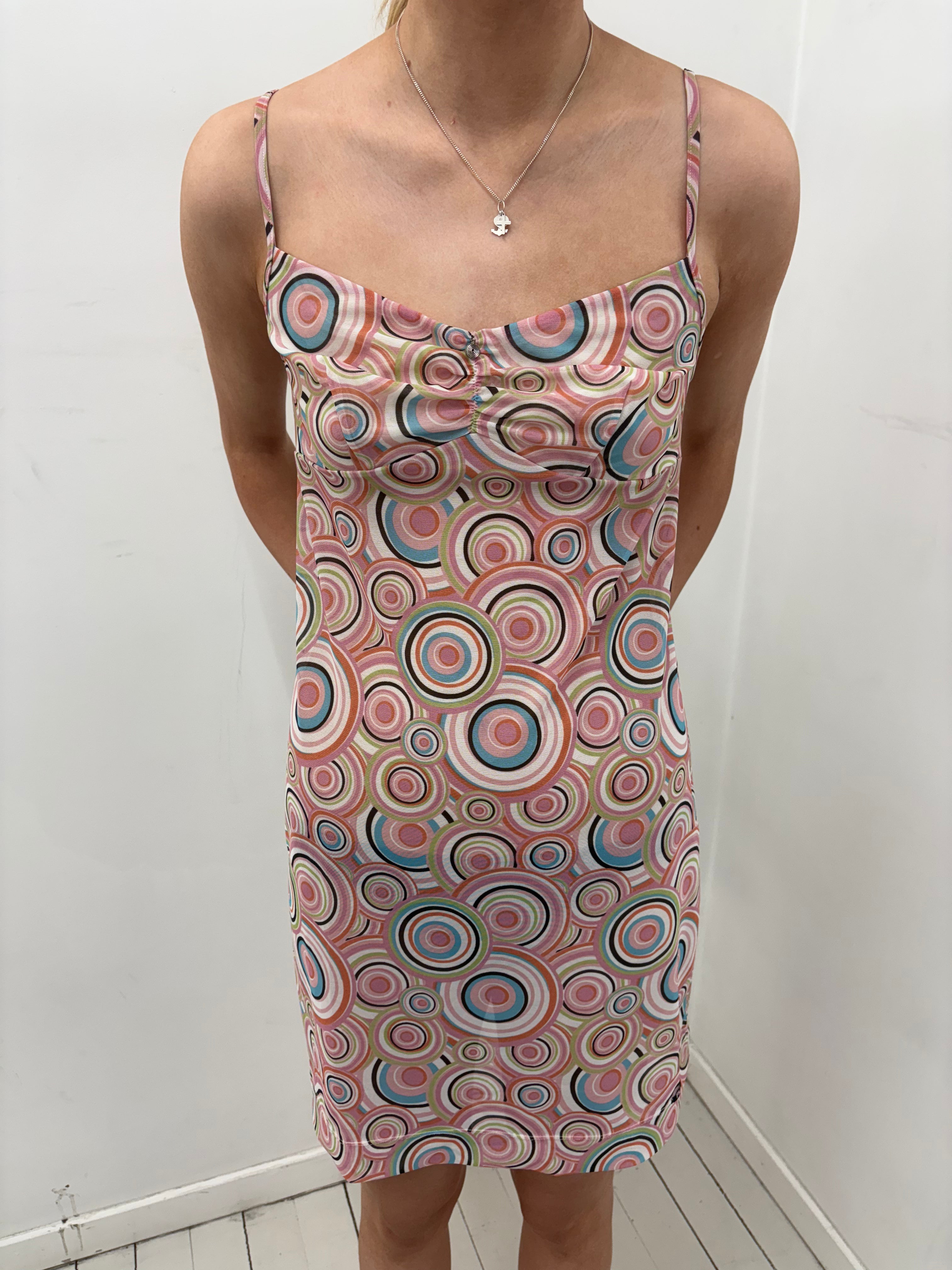 Retro Circle Print Y2K Spaghetti Strap Dress