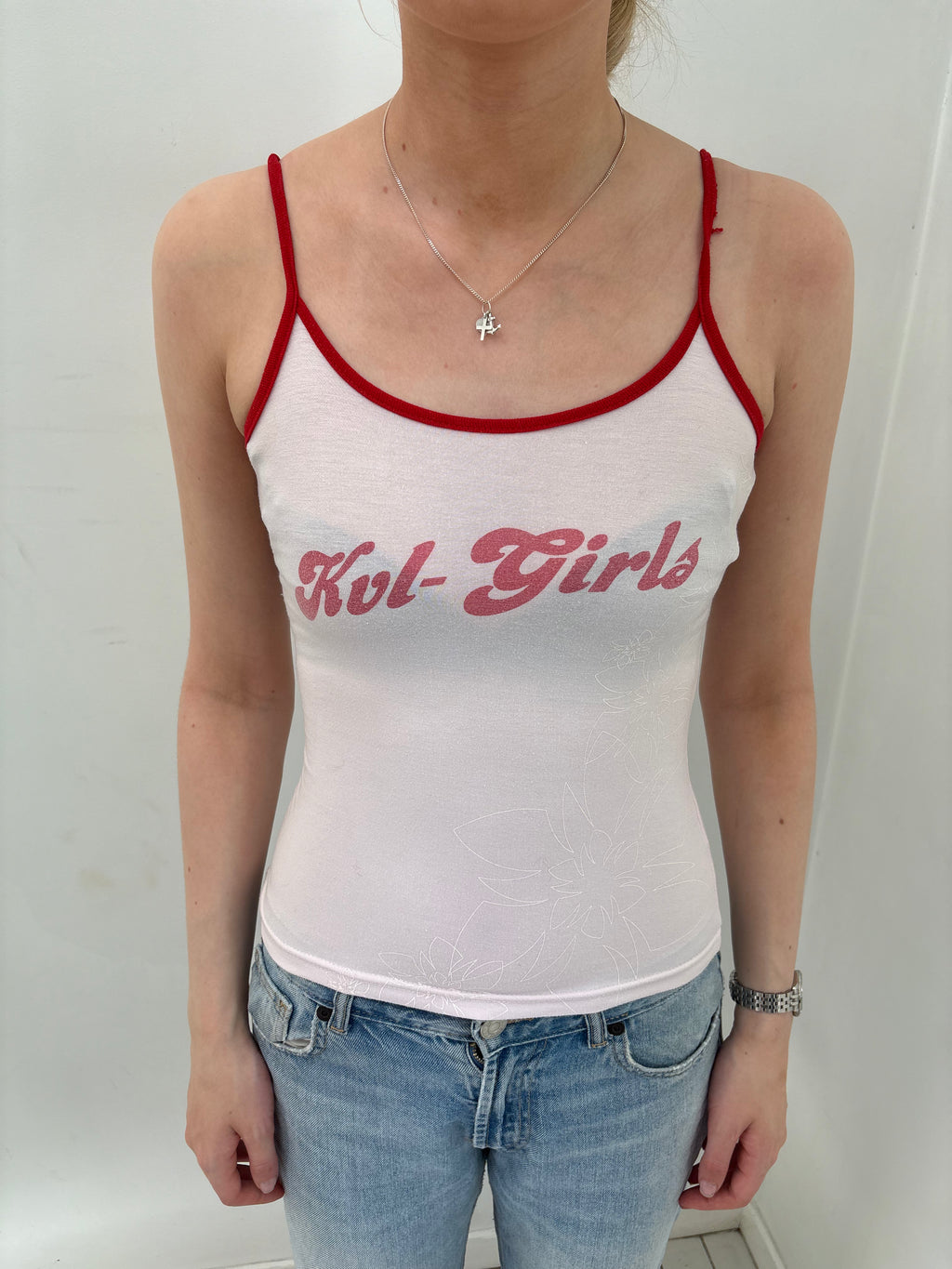 Kvl-Girls Graphic Cami Top with Red Trim