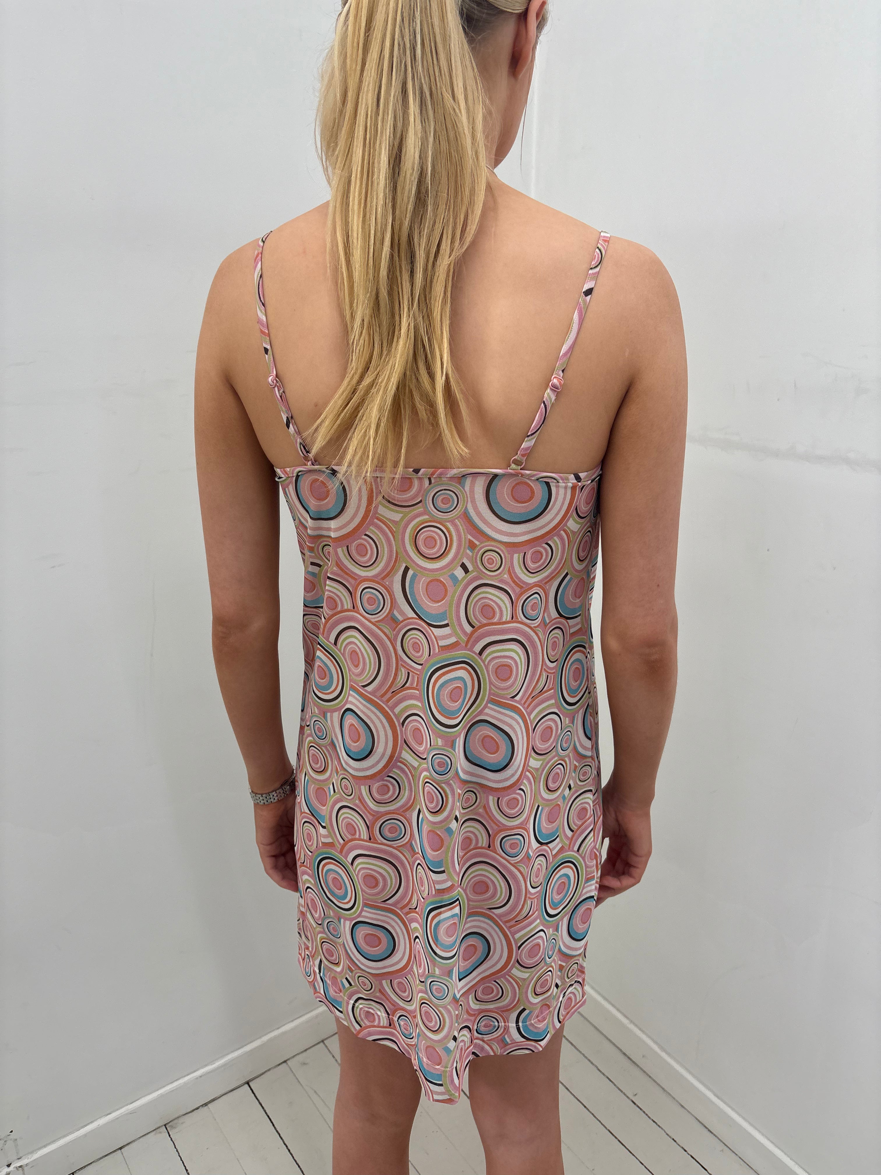 Retro Circle Print Y2K Spaghetti Strap Dress