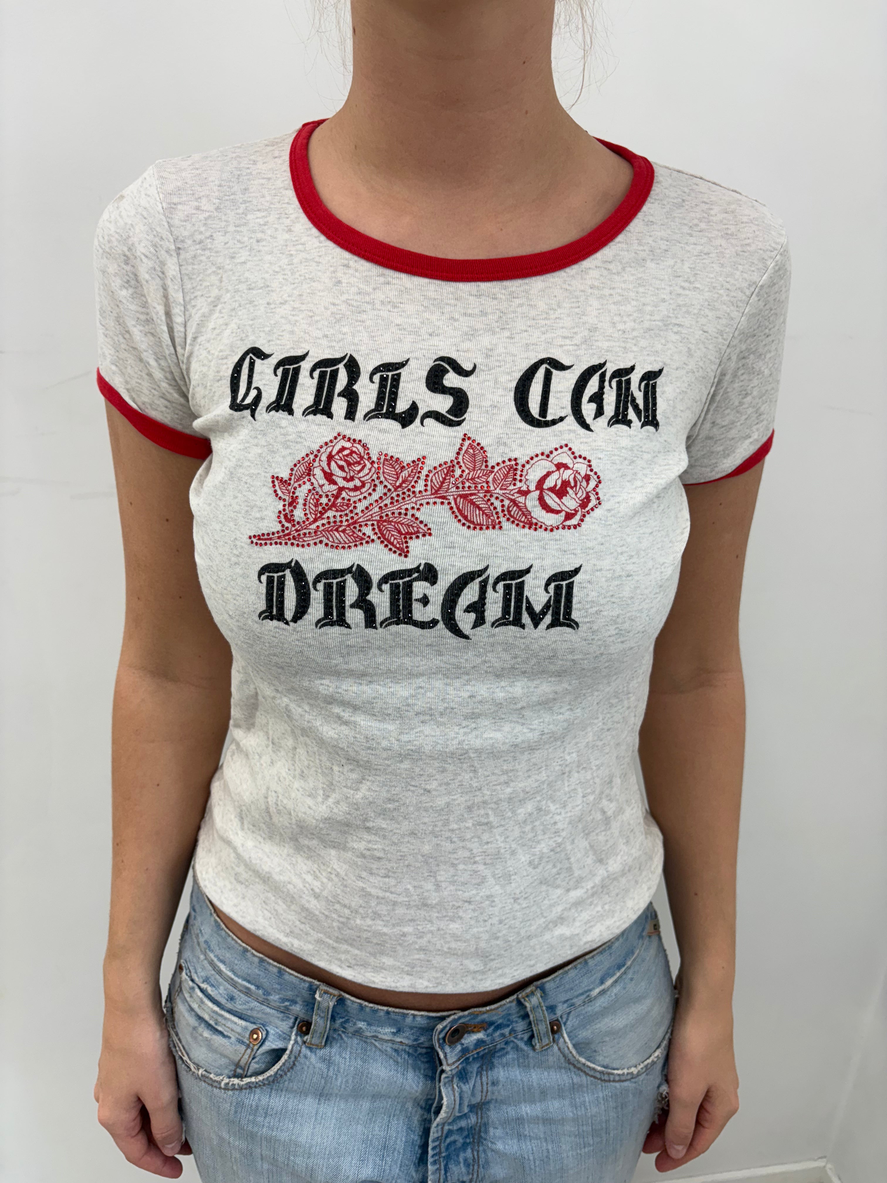 Y2K “Girls Can Dream” Ringer Baby Tee
