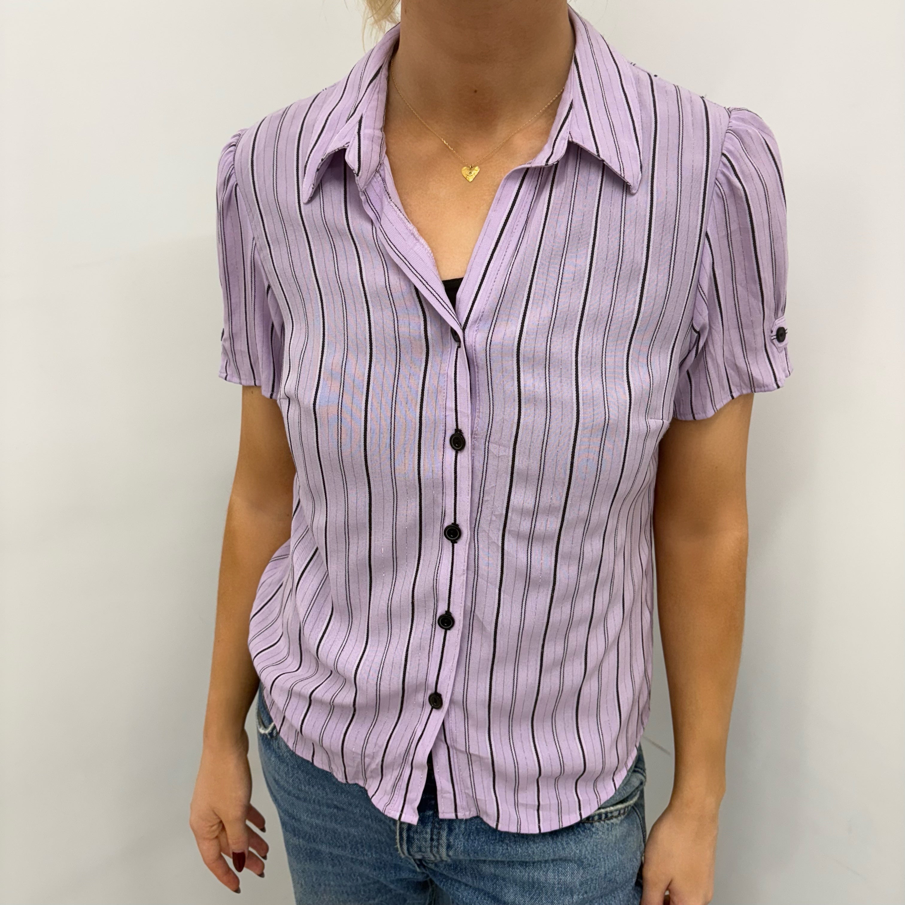 Lilac Glitter Stripe Blouse with Tank underneath