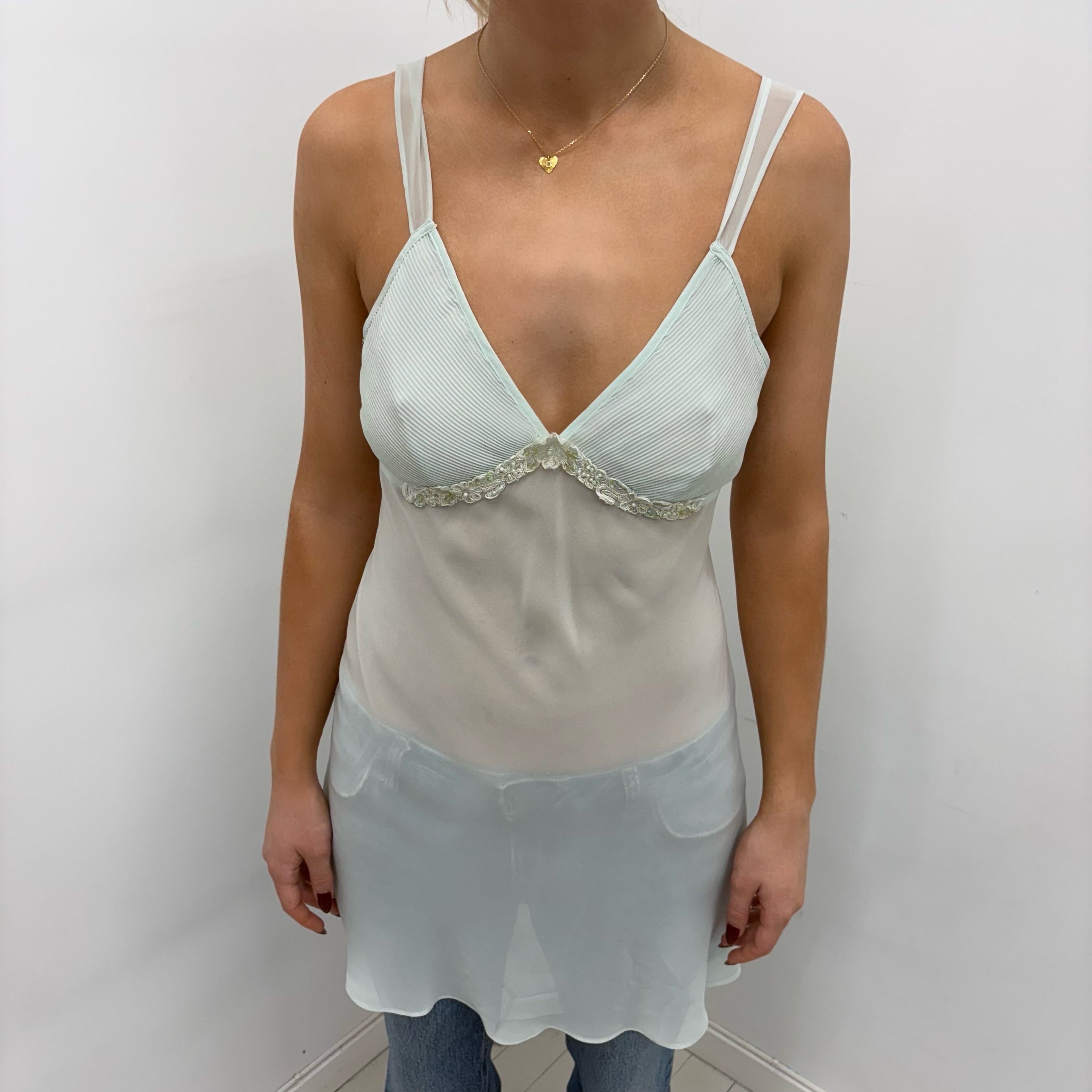 Sheer Mint Mesh Slip Dress