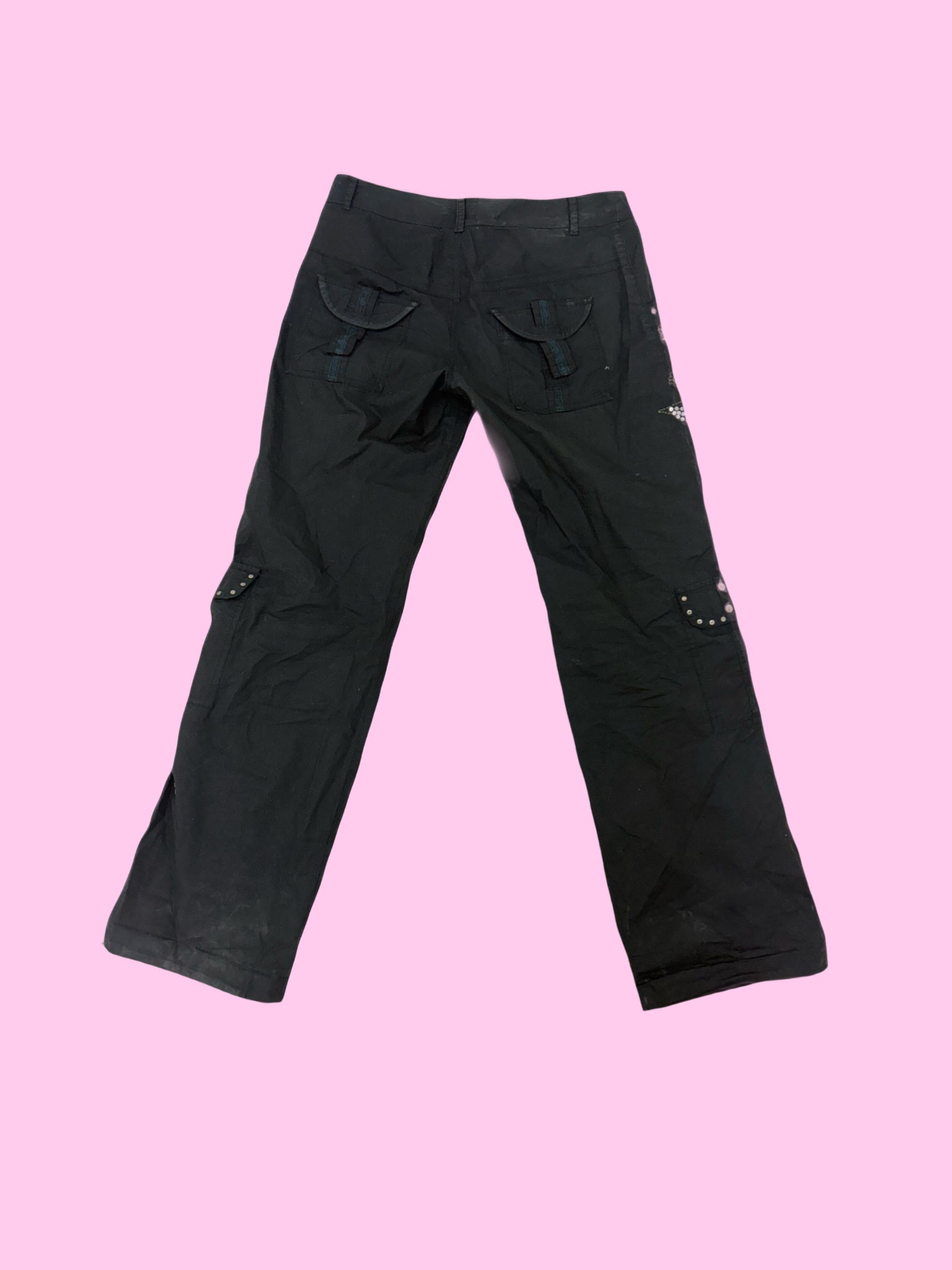 Black Studded Y2K Cargo Pants