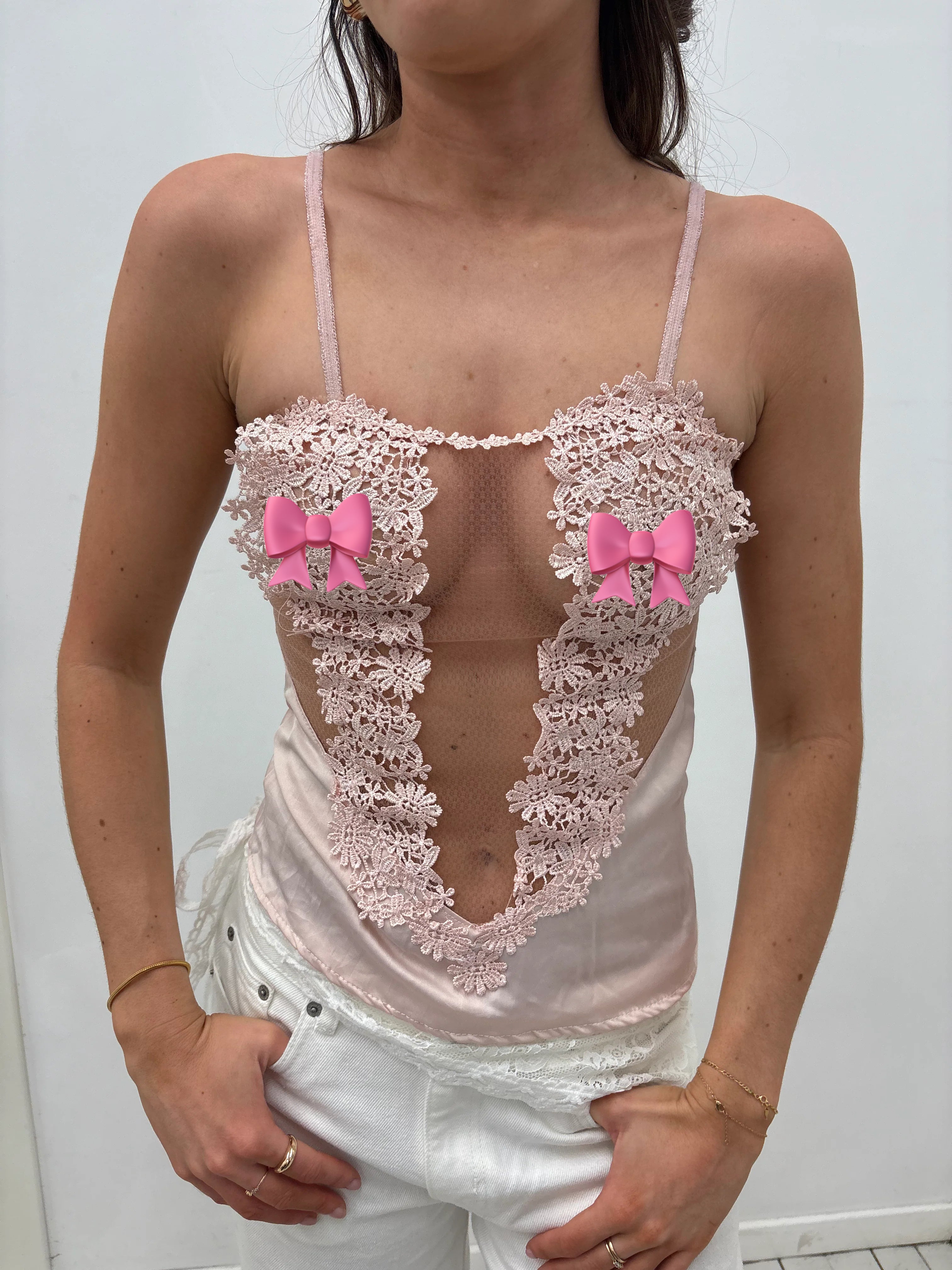 Blush Lace Plunge Babydoll Camisole Top