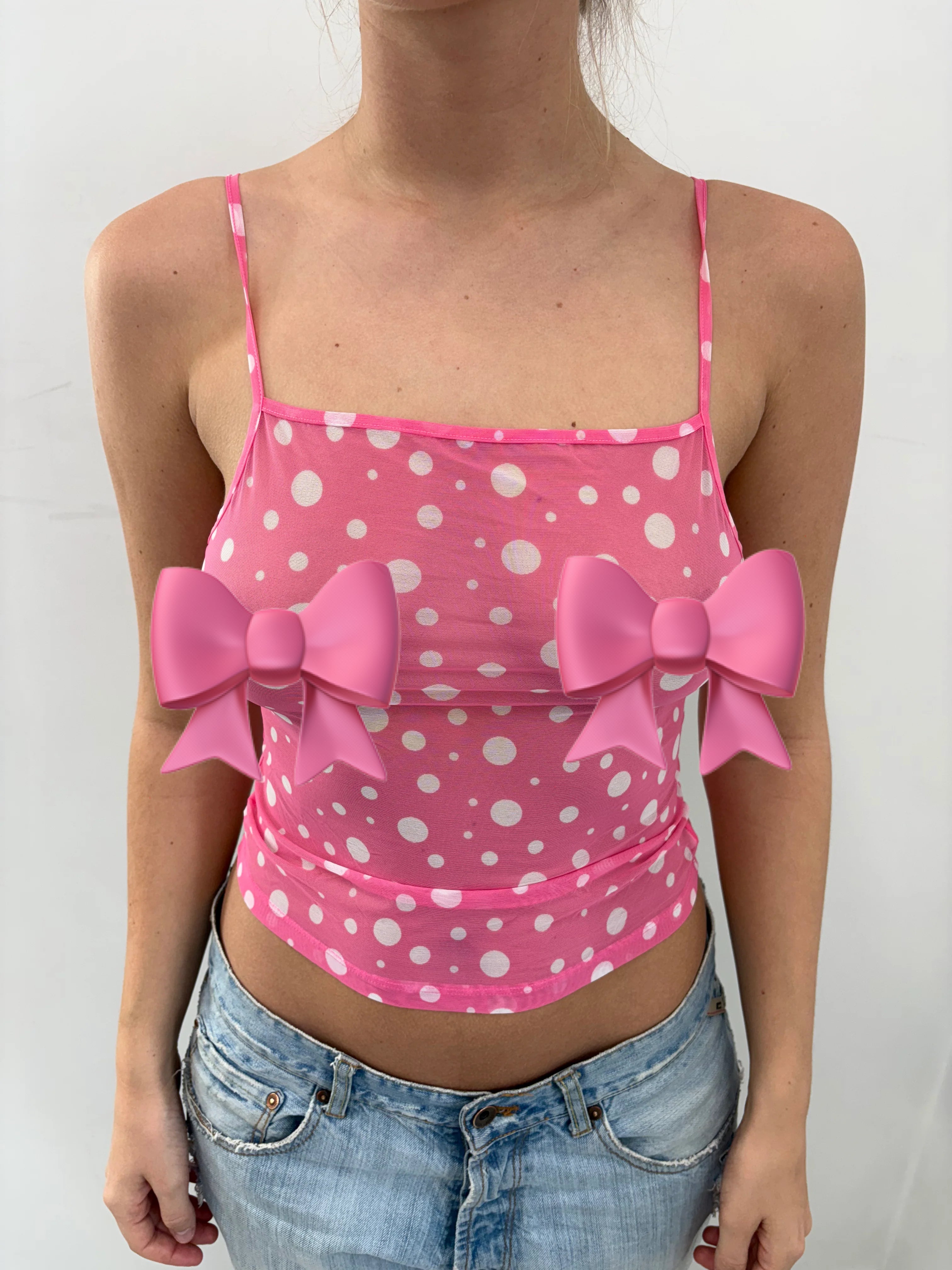 Pink Polka Dot Cami Top
