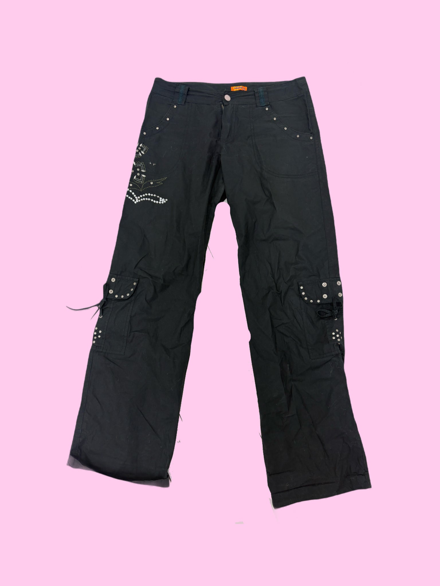 Black Studded Y2K Cargo Pants